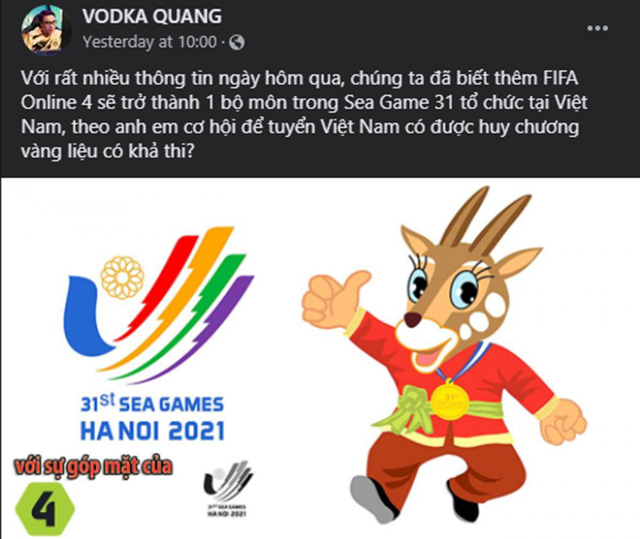 Cộng đồng game thủ Việt rất phấn khích với việc FIFA Online 4 chính thức có mặt tại SEA GAMES 31